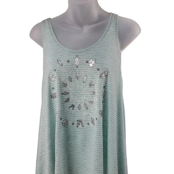 Tunic Tank Top Shirt Junior M Sz 7-9 Zodiac Healing Crystals Sleeveless Striped - Picture 3 of 16